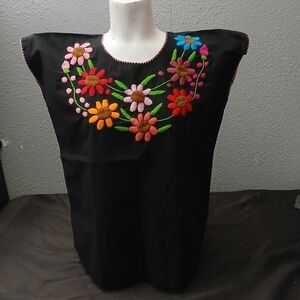 Floral Embroidered Black Top ( Bag A )